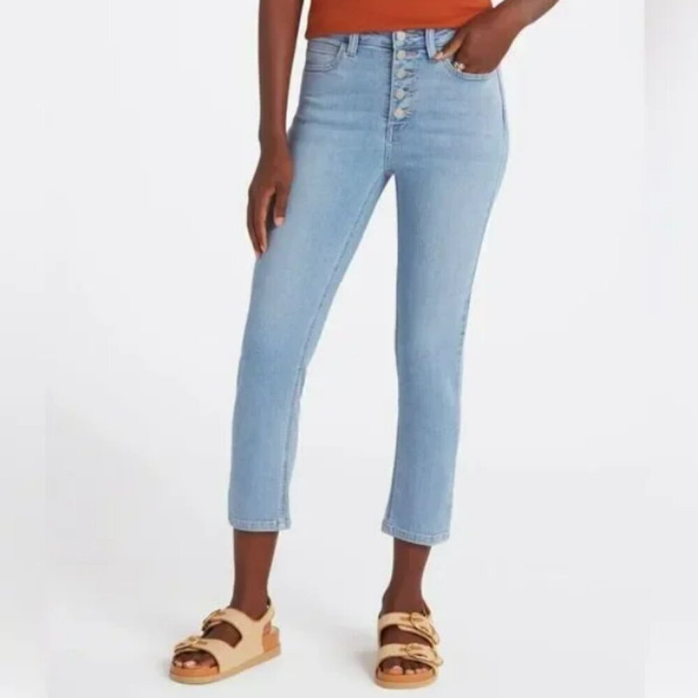 Just USA Lola High Rise Button Up Skinny Jean Capri